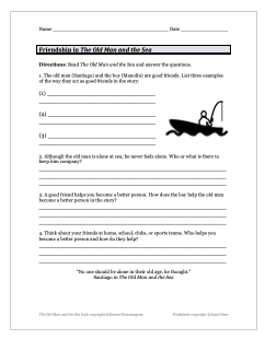 The Old Man and the Sea Worksheet on Friendship