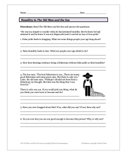 The Old Man and the Sea Worksheet on Humility