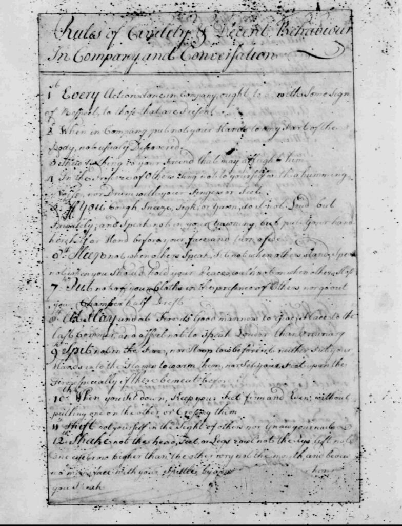 George Washington s Childhood Copywork 110 Rules Of Civility And 
